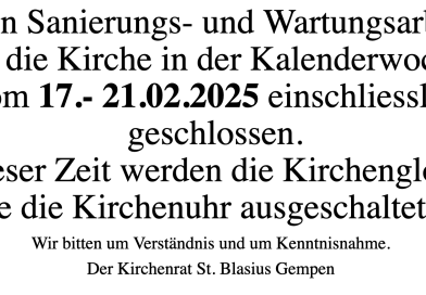 Wartungsarbeiten Kirche in Gempen